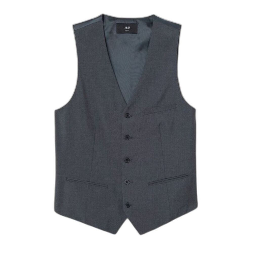H&M Men's Gray Classic 5 Button-Front Waistcoat Suit Vest Size 42R